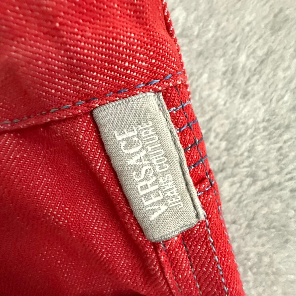 Versace Jeans Couture Mens Red Contrast Stitch Straight Leg Jeans IT 46 30x34